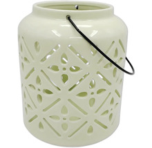 Decoratieve keramische lantaarn met patroon en metalen handvat