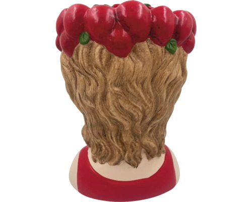 Keramische figuur met appeldecoratie, achteraanzicht