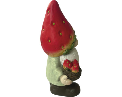 Tuinkabouter met aardbeienhoed en mand