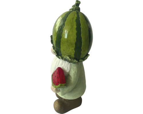 Tuinkabouter met watermeloenmuts en watermeloenstuk