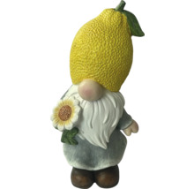 Tuinkabouter met citroenhoed en zonnebloem