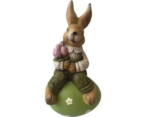 Decoratief paasfiguur van een haas met bloemen en ei