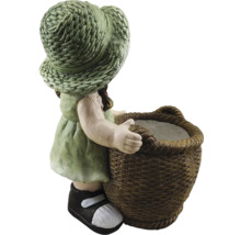 Decoratief meisjesfiguur met mand voor planten of bloemen