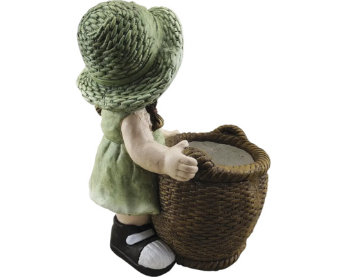 Decoratief meisjesfiguur met mand voor planten of bloemen