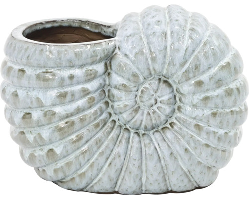 Bloempot in de vorm van een ammoniet fossiel