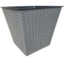 Grijze bloempot met rotanpatroon