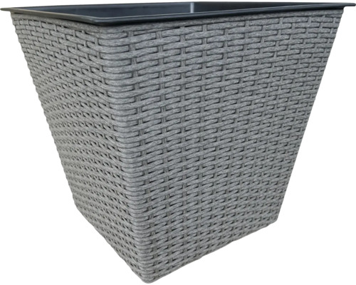 Grijze bloempot met rotanpatroon