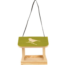 Houten vogelvoederhuis met vogelmotief en ophanging