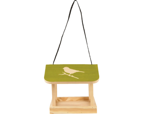 Houten vogelvoederhuis met vogelmotief en ophanging