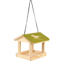 Houten vogelvoederhuis met ophanging en vogelmotief