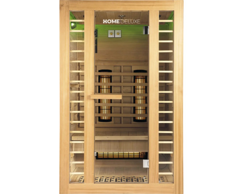 Sauna met infraroodstralers en glazen deur