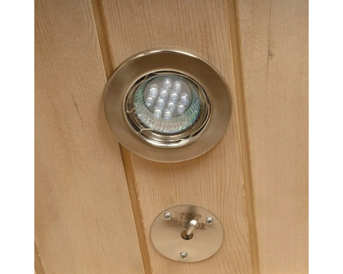 LED-lamp en temperatuursensor in een sauna