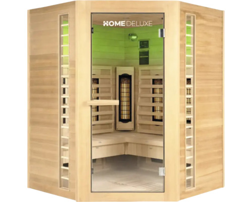 Binnensauna met glazen elementen en houten bekleding