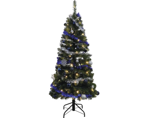LAFIORA Kunstkerstboom Jasper pop-up blauw/wit H 180 cm Ø 74 cm Versierde kerstboom met ballen en slingers