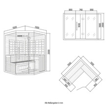 Maatvoering van de Home Deluxe sauna