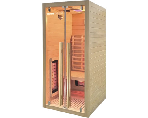 Houten infraroodsauna met glazen deur en binnenverlichting