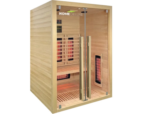 Houten infraroodsauna met glazen deur en infraroodstralers