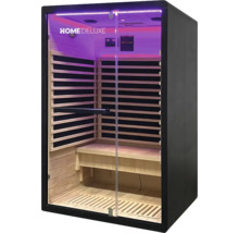 Infraroodsauna met glazen deur en houten interieur