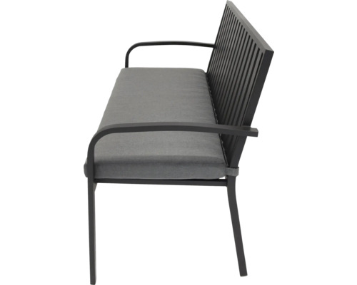 Tuinbank met armleuningen en grijze kussens