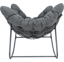 Grijze loungestoel met metalen frame en gestoffeerde zitting