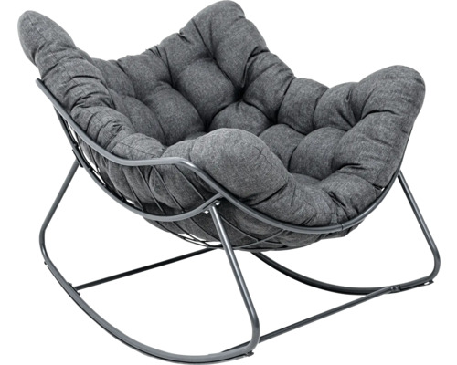 Schommelstoel met metalen frame en gestoffeerde bekleding