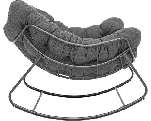Schommelstoel met grijze bekleding op metalen frame