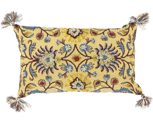 UNIQUE LIVING Kussen Bowie dessin 1 30x50 cm Decoratief kussen met bloemmotief en kwasten op de hoeken