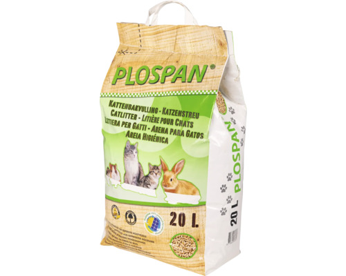 PLOSPAN Kattenbakvulling houtkorrels 20 L Plospan kattenbakvulling van houtvezels, 20 liter