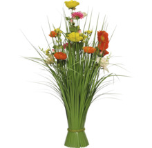 Kunstbloemenboeket met klaprozen, rozen en grassen