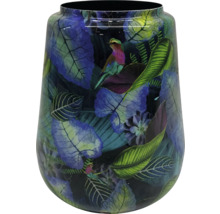 Decoratieve bloemenvaas met vogel- en plantenpatroon