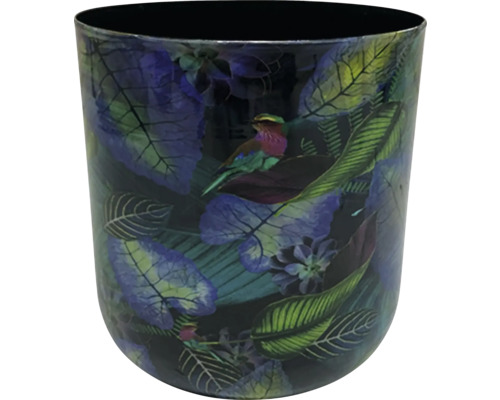 Decoratieve bloempot met vogel- en bladerenmotief