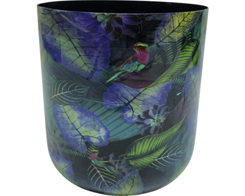 Decoratieve plantenbak met bloemmotief en vogelafbeelding