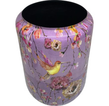 Decoratieve afvalemmer met bloemen- en vogelmotief