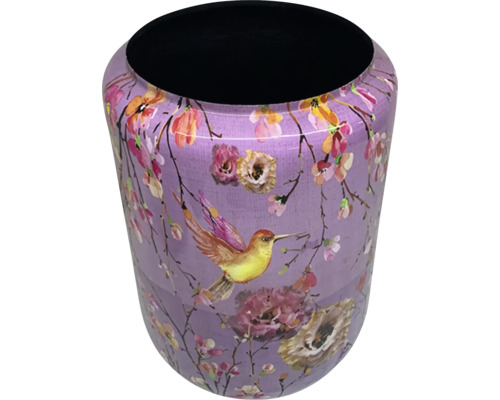 Decoratieve afvalemmer met bloemen- en vogelmotief