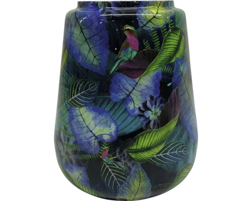 Decoratieve bloemenvaas met vogel- en bladerenontwerp
