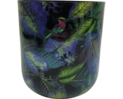 Decoratieve bloempot met blad- en vogelmotief