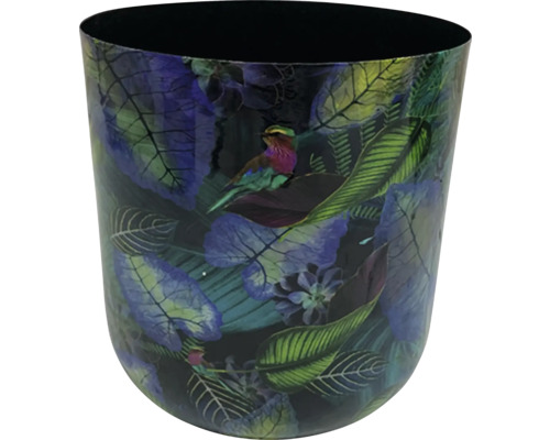 Bloempot met vogel- en bladerenmotief