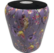 Decoratieve kruk met bloemmotief en beklede zitting