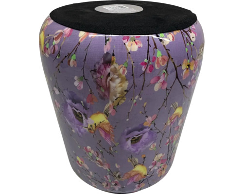 Decoratieve kruk met bloemmotief en beklede zitting