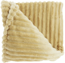 Beige kussen met ribpatroon en decoratieve rand