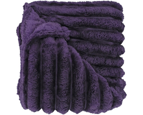 Paarse fleece deken met ribstructuur