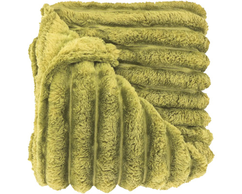 Groene woondeken met ribfluweelstructuur