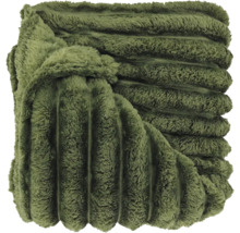 Opgevouwen groene fleecedeken met ribstructuur