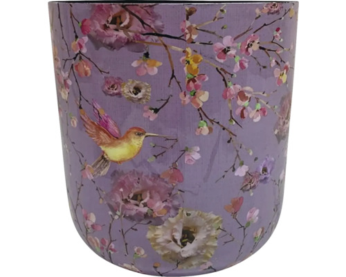 Decoratieve bloempot met bloem- en vogelmotief