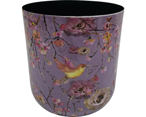 Bloempot met vogel- en bloemmotief