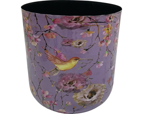 Bloempot met vogel- en bloemmotief