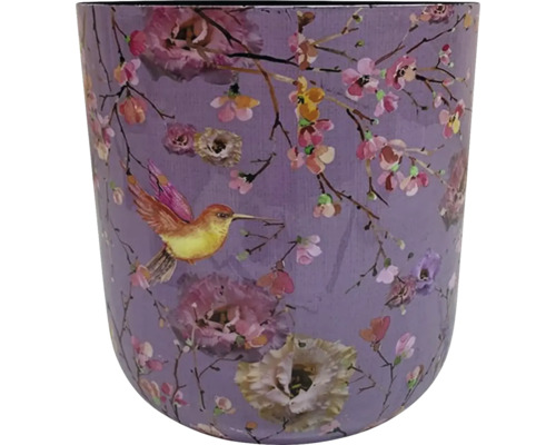 Bloempot met kolibrie en bloemmotief