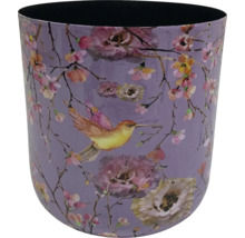 Decoratieve afvalemmer met bloemen- en vogelmotief voor de badkamer