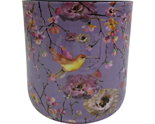 Bloempot met vogel- en bloemmotief