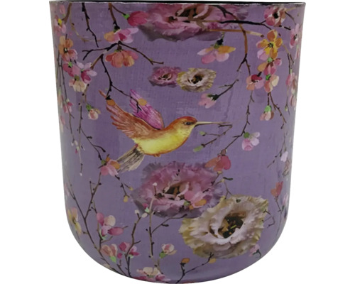 Bloempot met bloemen- en kolibriemotief